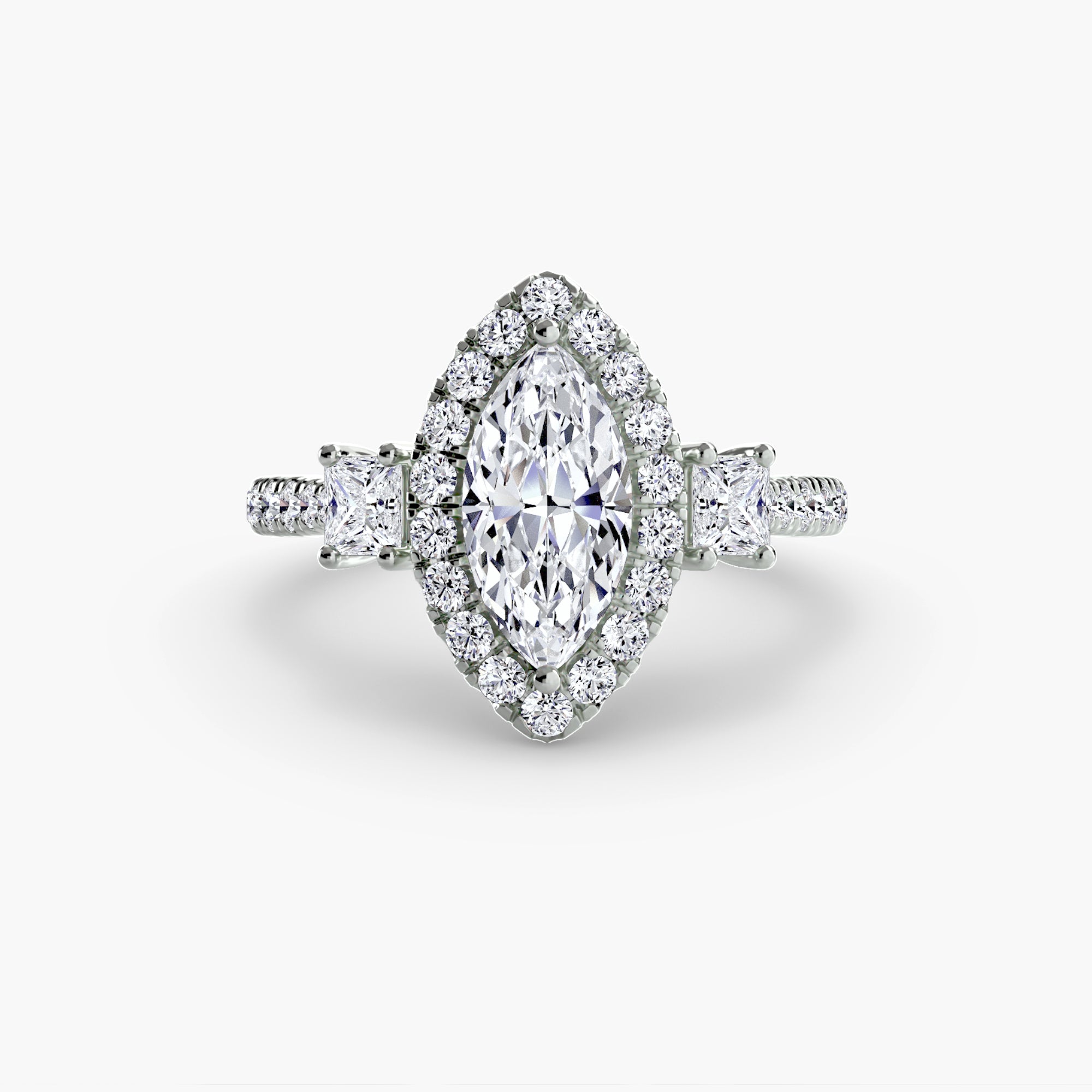 Three-Stone Ring with Halo 2