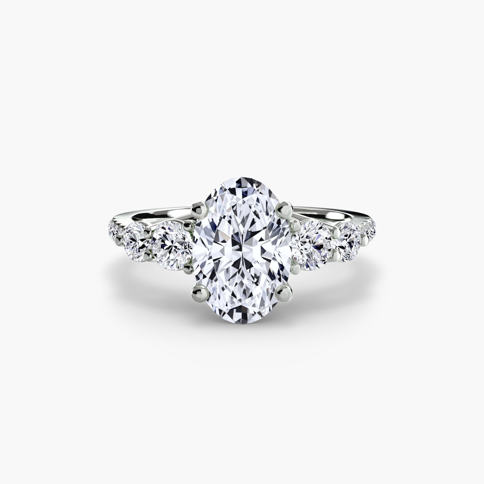 Five Stone Ring with Pavé Band